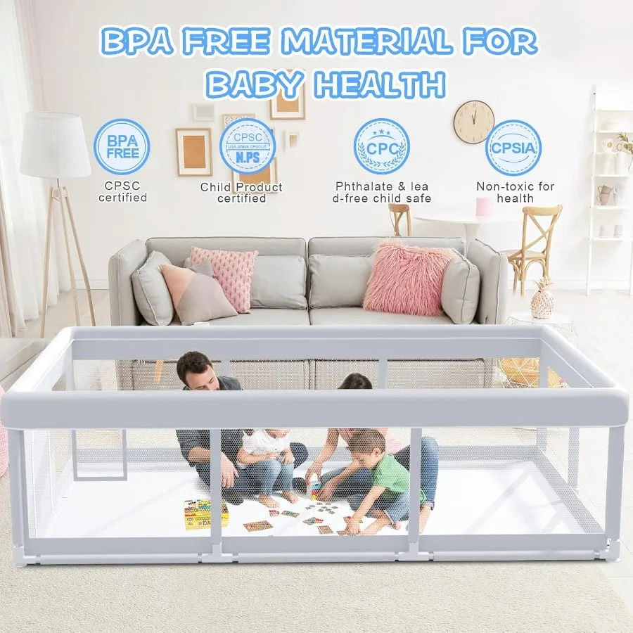 Baby Playpen 74 x 50 Inch Play Pen Playards Playpen for Babies and Toddlers Baby Playard for Indoor Outdoor Active Center Game