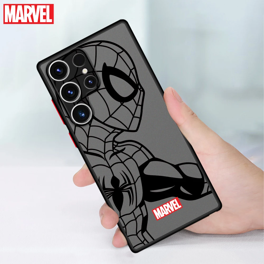 Marvel Spiderman Ironman Phone Case for Samsung Galaxy S23 Ultra S24 Ultra S22 Ultra S20 S21 FE 5G S10 Plus S9 Plus Matte Cover