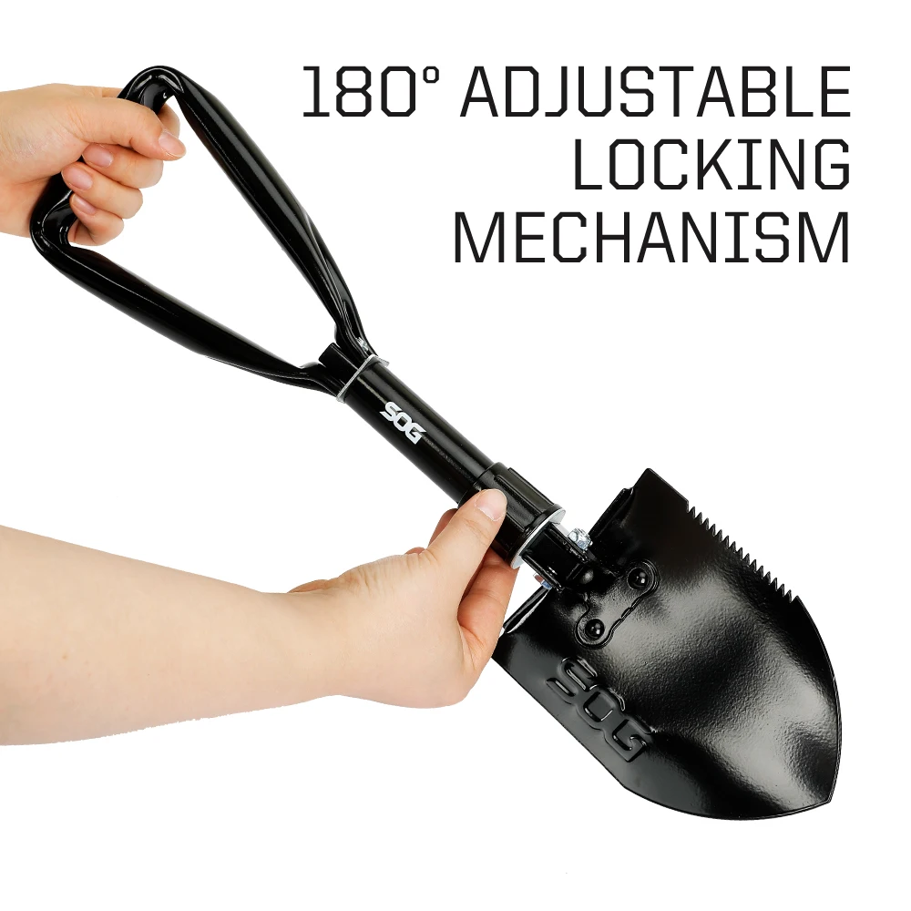 SOG Tactische Opvouwbare Schop Multitool, EDC Tuin- en Toegangsgereedschap, Outdoor Handschep & Kampeeruitrusting voor Wandelen