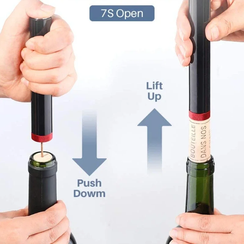 Air Pump Wine Bottle Opener Safe Portable Stainless Steel Pin Cork Remover Air Pressure Corkscrew Kitchen Tools Bar Accessories