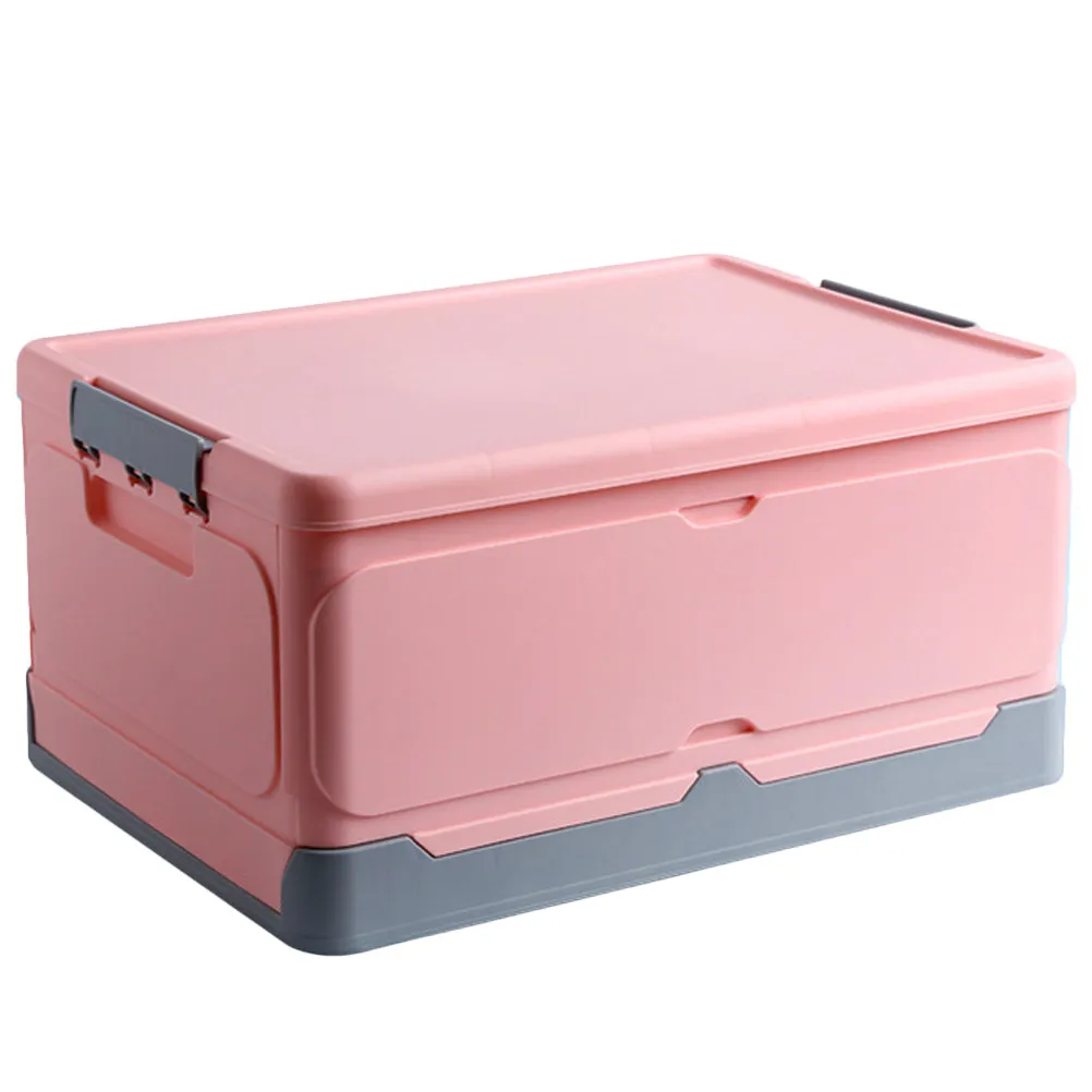 1Pcs PP Plastic Foldable Storage Box Pink Size L Multipurpose Sundries Organizer Storage Case Desktop Book Container for Home
