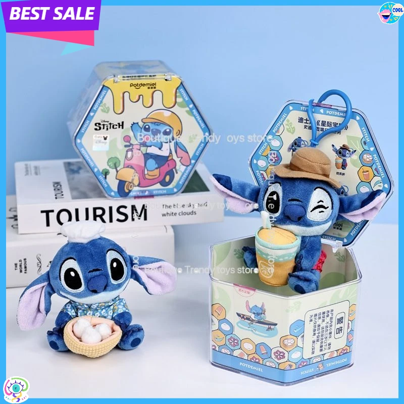 

Оригинальная коллекционная коробка-сюрприз Disney Stitch: серия «Ешь, пей, играй» — милый плюшевый кукольный кулон-игрушка, подарок-сюрприз