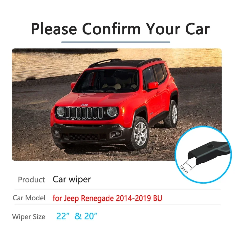 for Jeep Renegade 2014 2015 2016 2017 2018 2019 BU Trailhawk Car Wiper Blades Front Window Windshield Windscreen Car Accessories