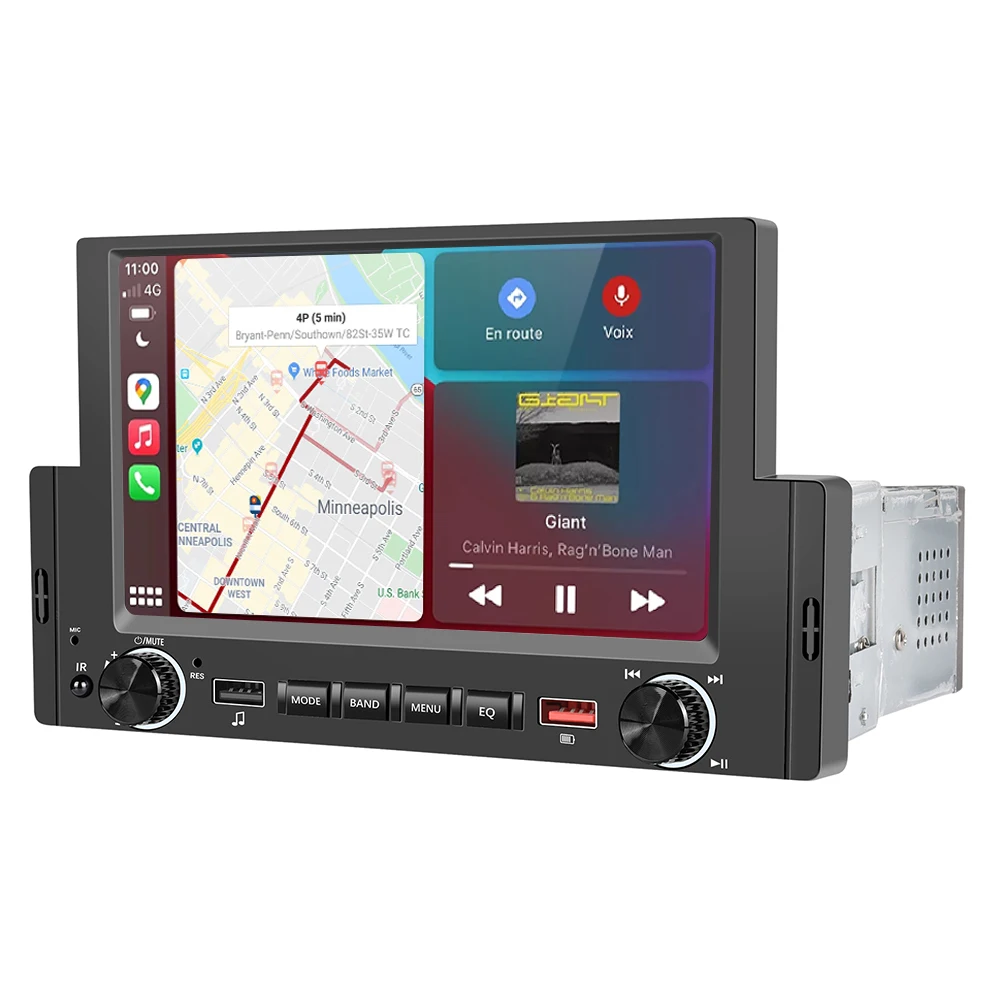 Podofo 6.2'' autoradio 1 Din Carplay Android Auto multimediaspeler HD touchscreen FM Bluetooth MirrorLink universele autoradio - afbeelding 2