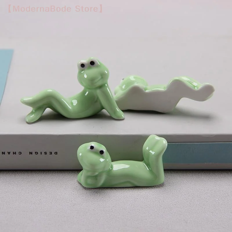 【M】1 Stück Löffel Gabel Rest Geschirr Restaurant Utensil Kreative Keramik Lustiger Frosch Essstäbchenhalter Besteckständer Küchenwerkzeuge