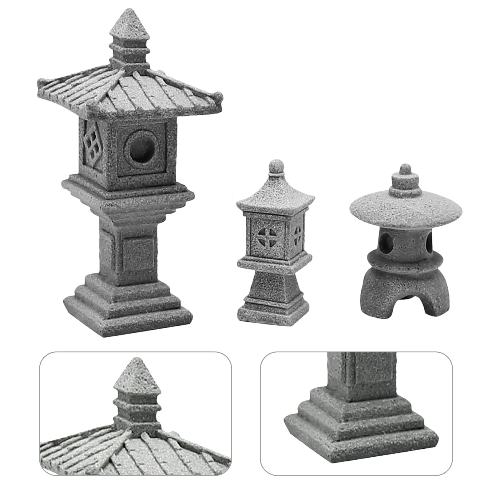 1Set Lightweight Artisan Stone Pagoda Statue Pagoda Shape Landscape Decor Bonsai Accessory Zen Garden Tower Ornament Micro