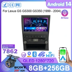 9 inch Android 14 Car Radio For Lexus GS GS300 GS350 1999 - 2004 5G wifi Stereo Multimedia Video Player GPS Navigation QLED 2din