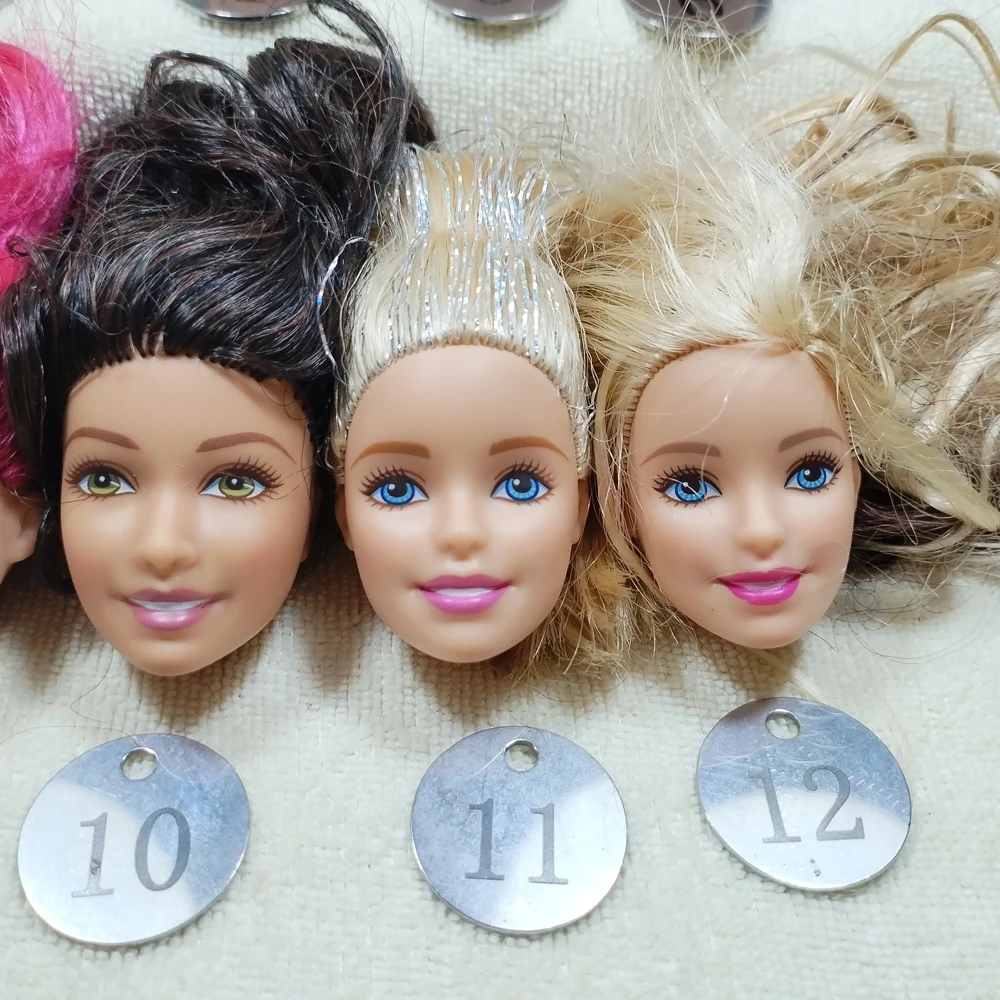 B20-23 Original Foreign Trade European Beauty1/6 OOAK NUDE Doll Head Mussed White Curly Hair for DIY Soft PVC Head  90%NEW B