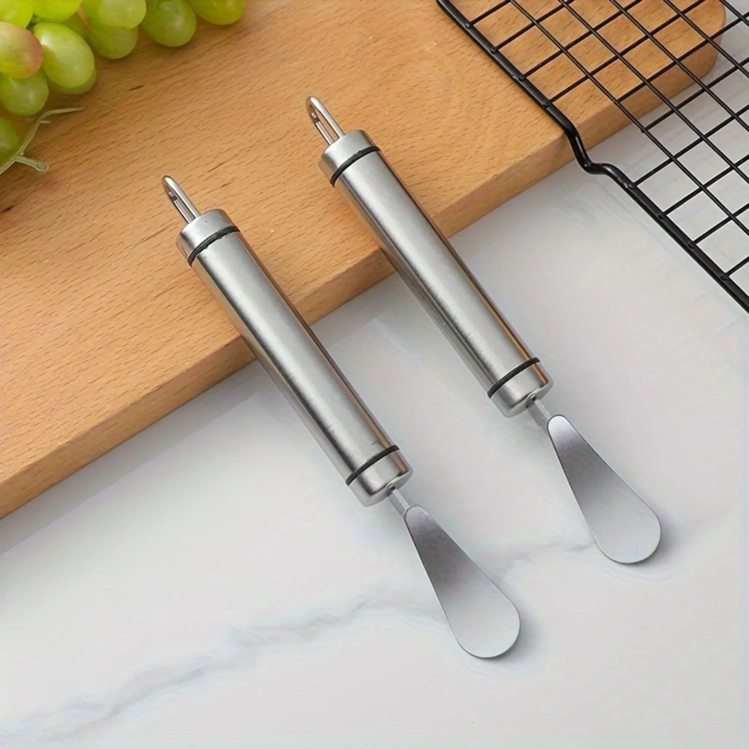 Pelapatate in acciaio - Taglierina con manico curvo per sbucciare e affettare facilmente