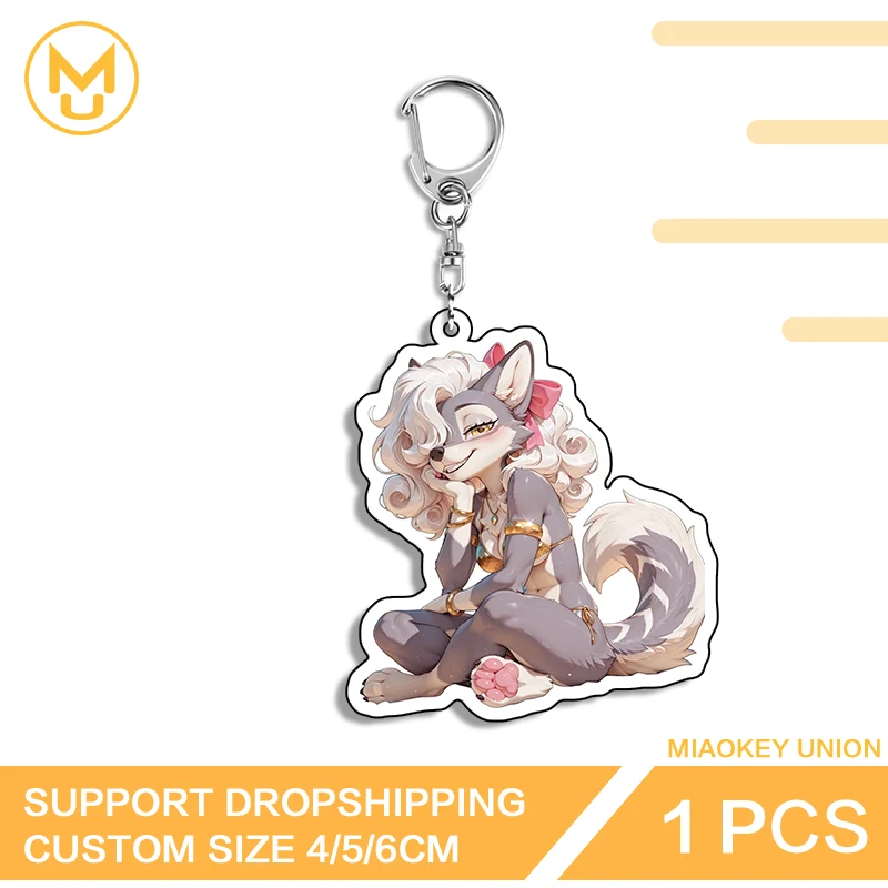 Furry Sexy Waifu Car Keychain Sitting Posture Enchanting Acrylic Key Holder Unisex Animelover Adjustable Suitable For Bag Decor