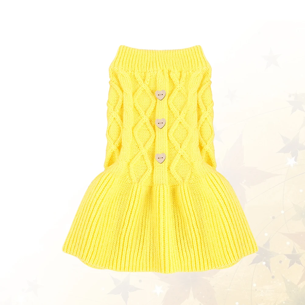

Pet Clothes Spring Sweater Puppy Clothing Outfit Small Dog Yellow Dresses for Puppies Apparel