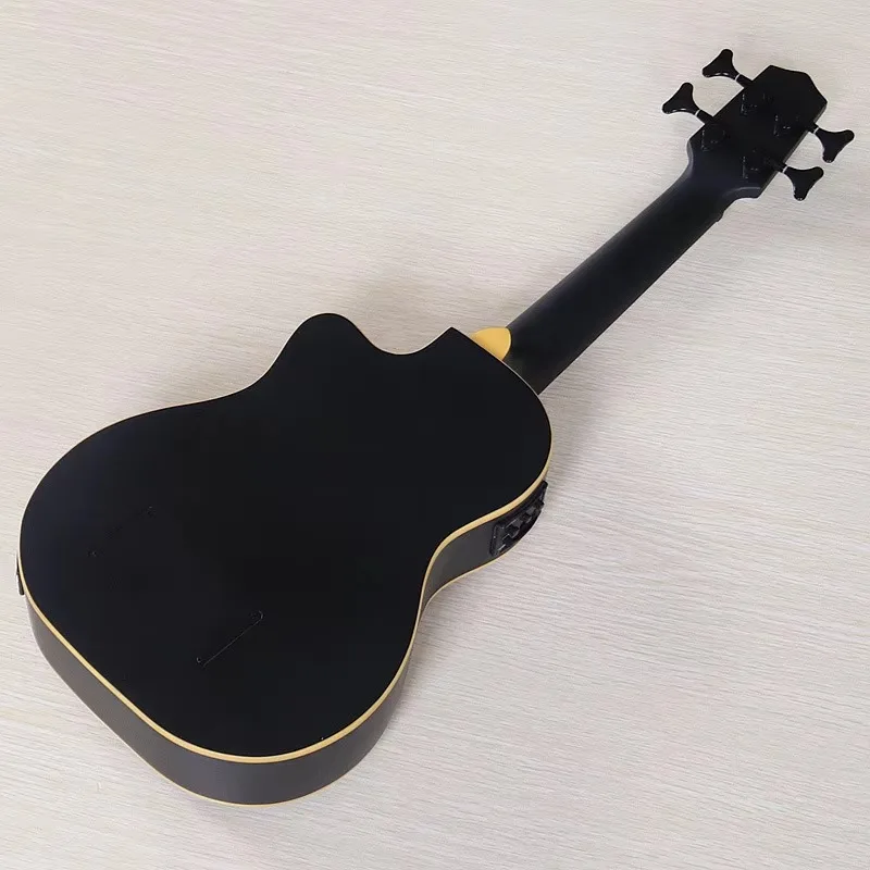 30 Inch Missing Angle Double  Hole Black Matte  Bass 4 String Professional Playing Electric Bass