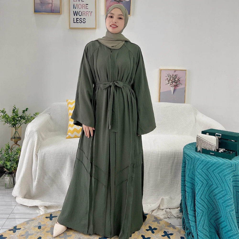 Imagem -06 - Abayas Abertas para Mulheres Roupas Islâmicas Vestido Hijab Kimono Muçulmano Dubai Arábia Saudita Roupas Modestas Turcas Ramadã Eid Caftan