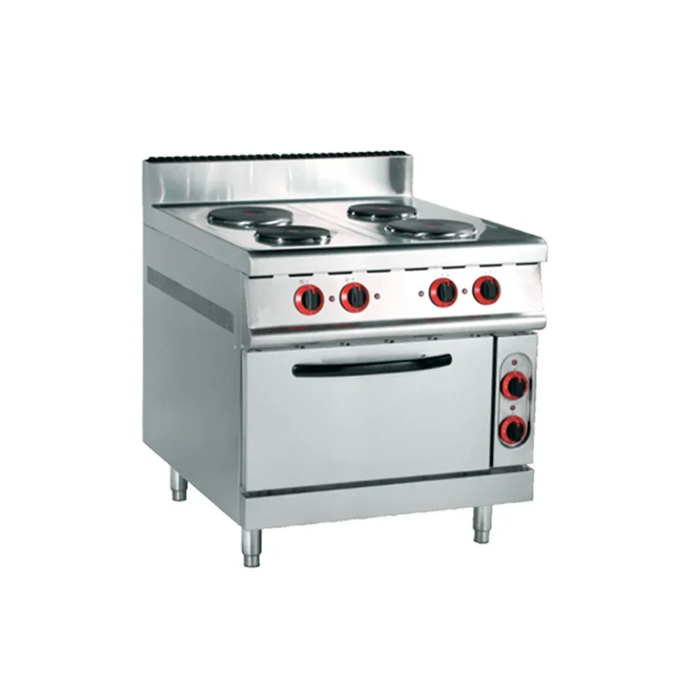 

Commercial Stainless Steel Electric 9.2+4.8Kw Free Standing Stove Cooker with 4 Range Burners and Oven for Sale