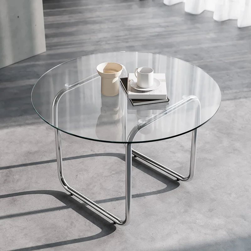 

Breakfast Glass Table Writing Sedentary Round Design Coffee Table Minimalist Transparent Muebles Para El Hogar Home Furniture