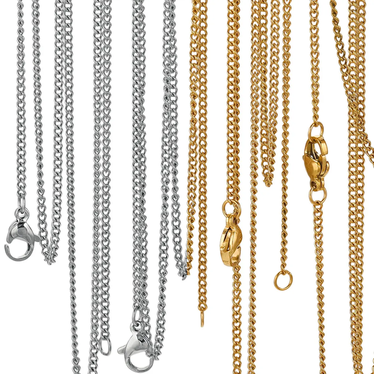 5PCS Stainless Steel Chain Width 1/1.5/2 mm Plated 18K Gold DIY Charm Jewelry Suitable For Wholesale Accessories