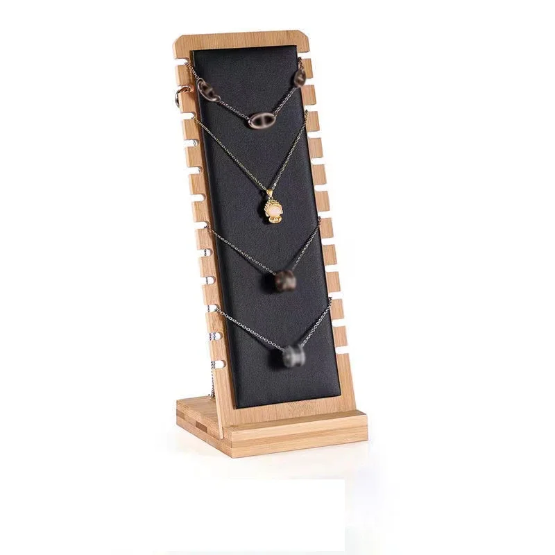 New Solid Bamboo Wood Jewelry Display Stand Necklace Showcase Holder Pendant Long Chain Handing Organizer Holder For Necklaces