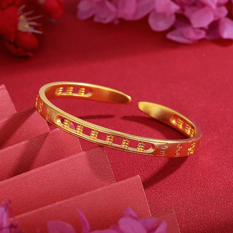 

AU999 24K Gold Lucky Abacus Bangle | Hollow diamond - set abacus, enamel - accented beads, noble & delicate