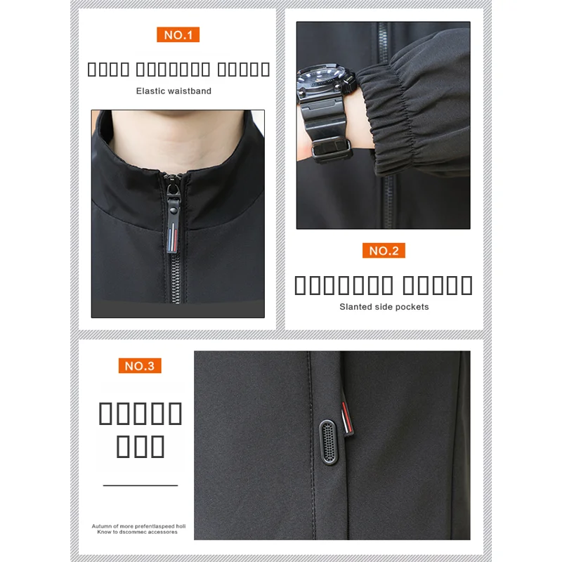 سترة رجالية كاجوال فضفاضة مبطنة بالرياح مقاومة للرياح لربيع وخريف فايون وصلت حديثًا ملابس خارجية من نسيج البوليستر بسحاب...