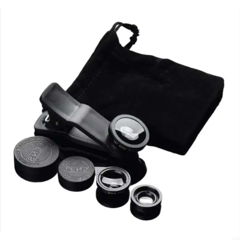 Q1JC 3 In 1 Clip On Smartphone Fisheye Lens Phone Camera Lens Universal Lens for Most Phone Wide Macro Fish Eye Lens