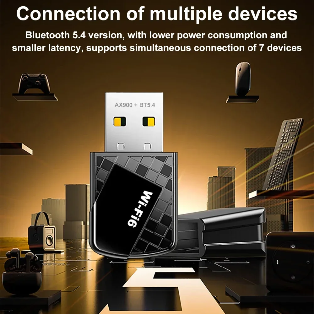 AX900 USB WiFi 6 بلوتوث 5.4 محول 2 in1 دونغل ثنائي النطاق 2.4G & 5 جيجا هرتز USB WiFi شبكة لاسلكية USB Wlan استقبال سائق مجاني