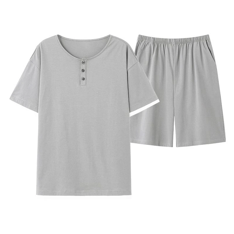 2026 Summer Short Sleeve 100% Cotton Pajama Sets for Men Korean Loose Sleepwear Suit Pyjama Homewear Male Lounge Home Clothes