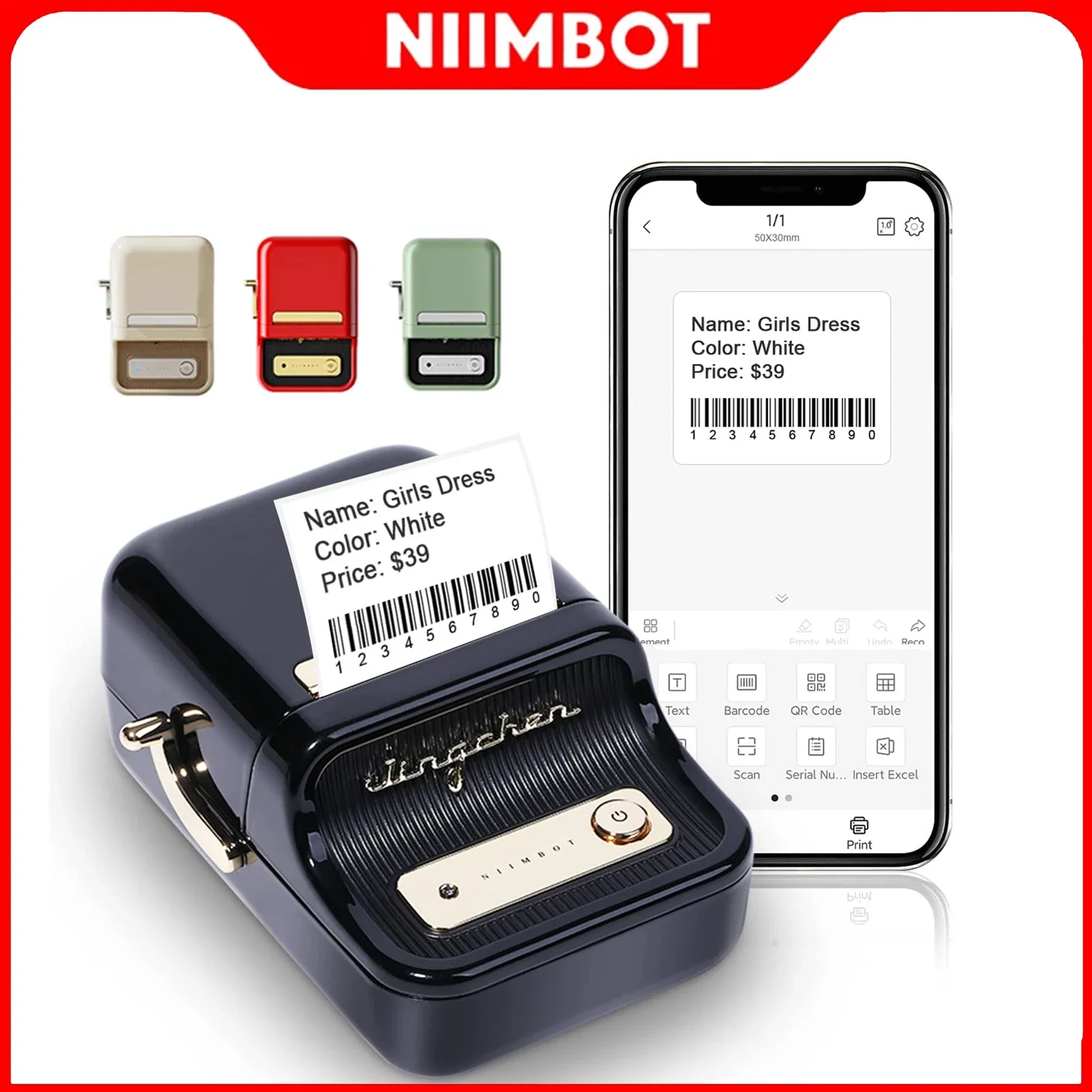 Niimbot B21 Mini Portable Printer Adhesive Label Thermal Printer Wireless Bluetooth For Sticker Labeling Machine Printer B21