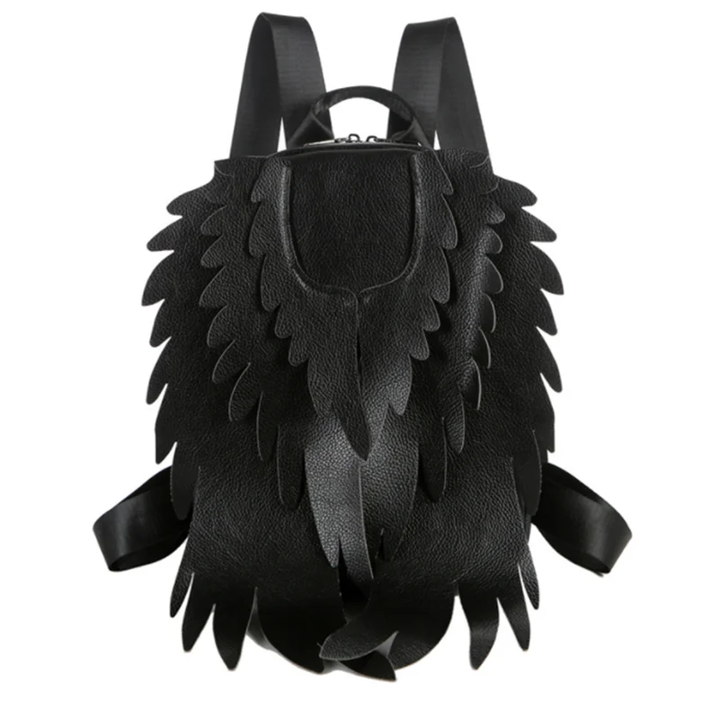 Leather Wings Design Backpack for Women Laser Color Big Wing School Bag Designer Women Korea Dual-use Shoulder Bag Bagpack New