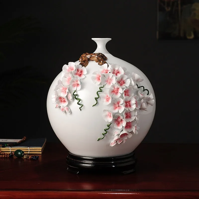 New Chinese vase ornament ceramic Bogu frame porcelain handicrafts porch TV cabinet wine cabinet home accessories
