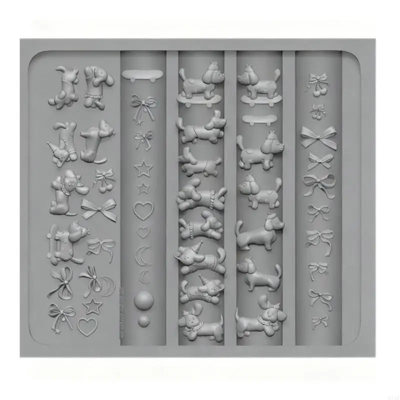 91AF مسمار تصميم قالب مسمار الفن سيليكون ختم رائعتين الألماني وأنماط Bowknot سيليكون أداة صياغة للتزيين