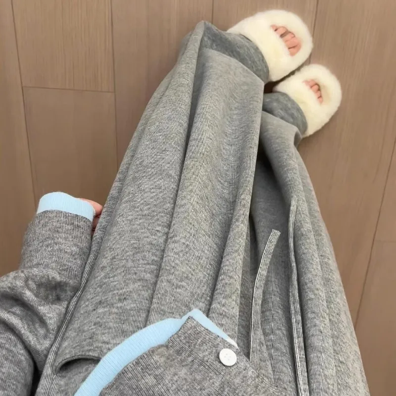 

plus Size Men's Korean Sle Wide Leg Pants Thiened Fce Loose Drapey Rice Noodle Pants Slimming Color Trousers