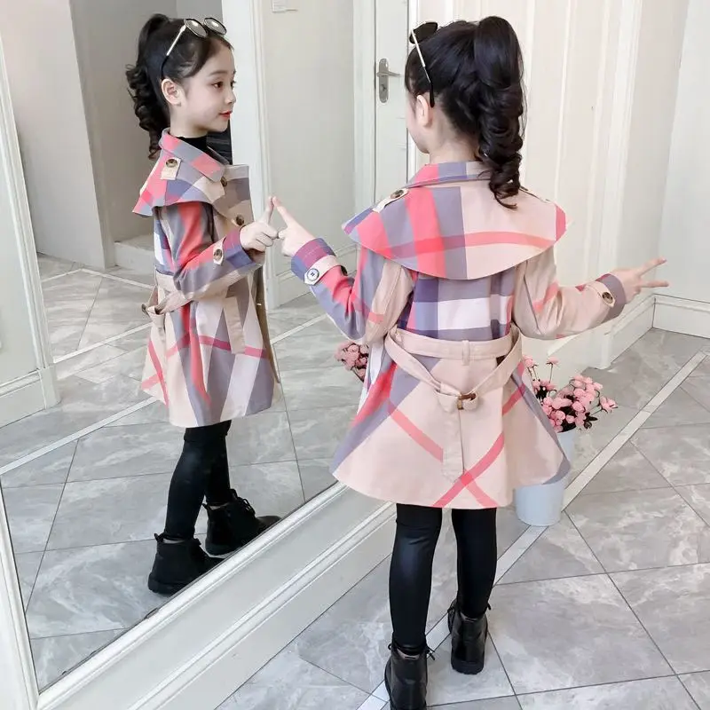 معطف واق من المطر منقوش جديد للأطفال لعام 2025 للفتيات الصغيرات لربيع وخريف مبطن بالقطن معطف سميك على الطراز الكوري أنيق للأطفال #4