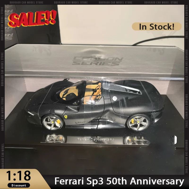 Nuevo Stock Bburago 1:18 Ferrari Sp3 Bugatti Porsche coche 50 aniversario edición conmemorativa aleación miniatura Diecast juguete personalizado