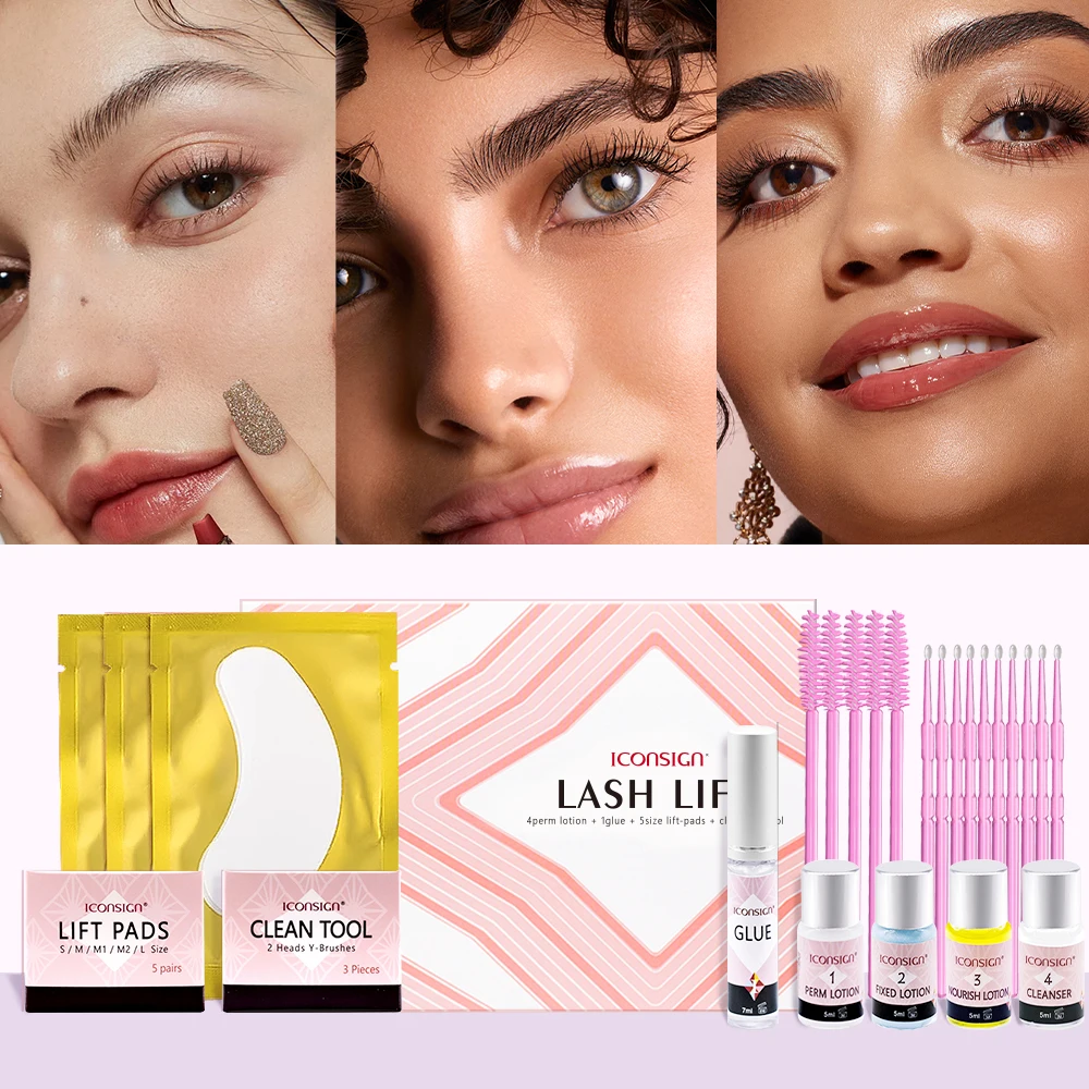 Iconsign – ensemble de permanente de cils Simple, style à la kératine pour salon de beauté, ensemble de maquillage pour cils recourbés longue durée