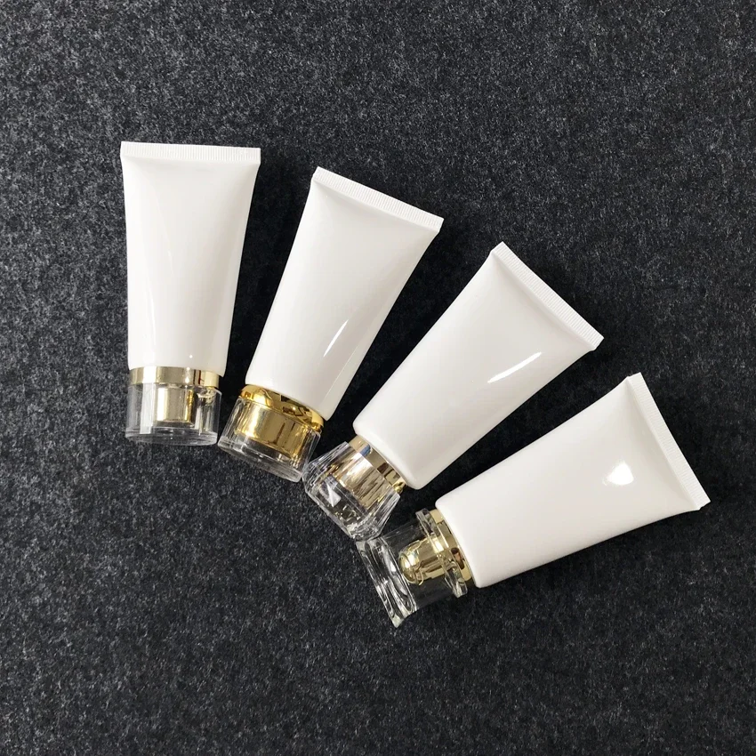 Empty 50g White Plastic Cosmetics Squeeze Tube 50ml Cleanser Cream Container Handmade Lotion Refillable Soft Bottles 10pcs