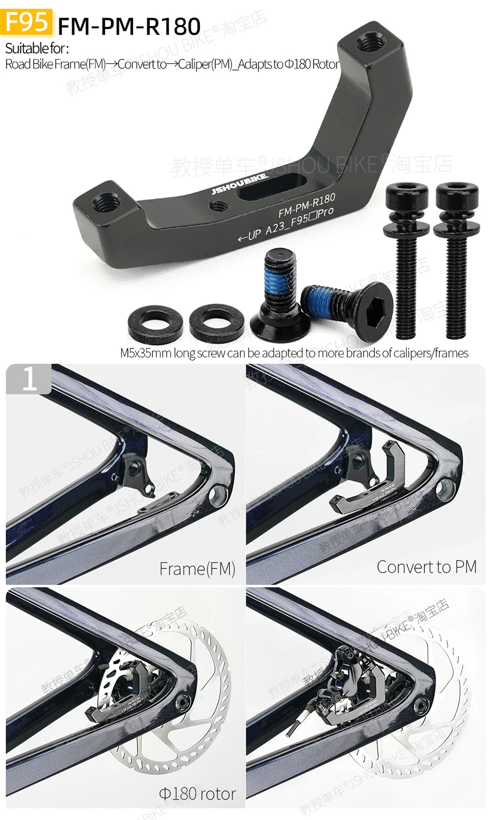 FM/PM Rennrad Scheibenbremssattel Mount Adapter 140mm 160mm 180mm Rotor Fahrrad Scheibenbremse Gabel Sattel Konverter – Detail 22