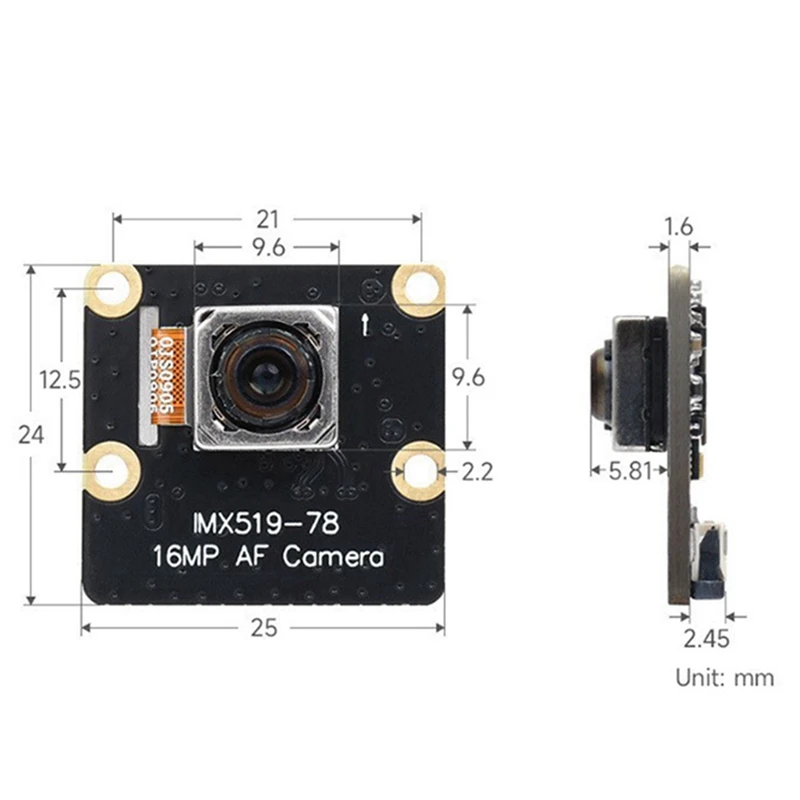 กล้อง 16MP สําหรับกล้อง Raspberry Pi5 IMX519 ออโต้โฟกัส 78.5 °   โมดูลกล้อง 4.28 มม. สําหรับ Raspberry Pi5 Rpi5