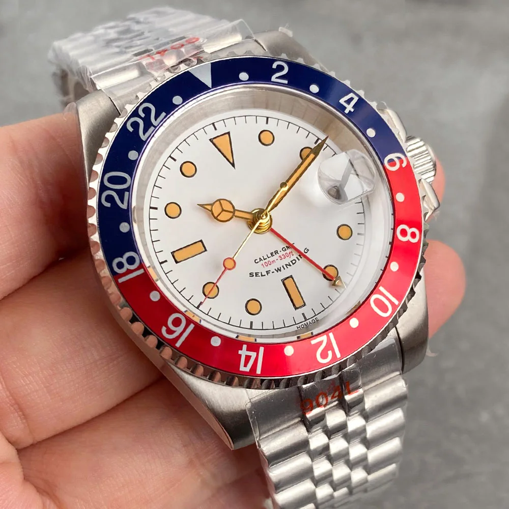 Tandorio 20ATM 40mm Business Sapphire Automatic Men Diver Watch Retro Red Blue Rotating Bezel NH34A GMT Mechanical Man Watch