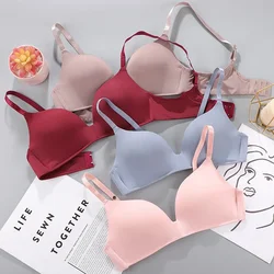 Women No Wire Push Up Seamless Bra Sexy Underwear Girls Students Breathable Thin 12 Colors Bras Female's Bra Breathable Gathered