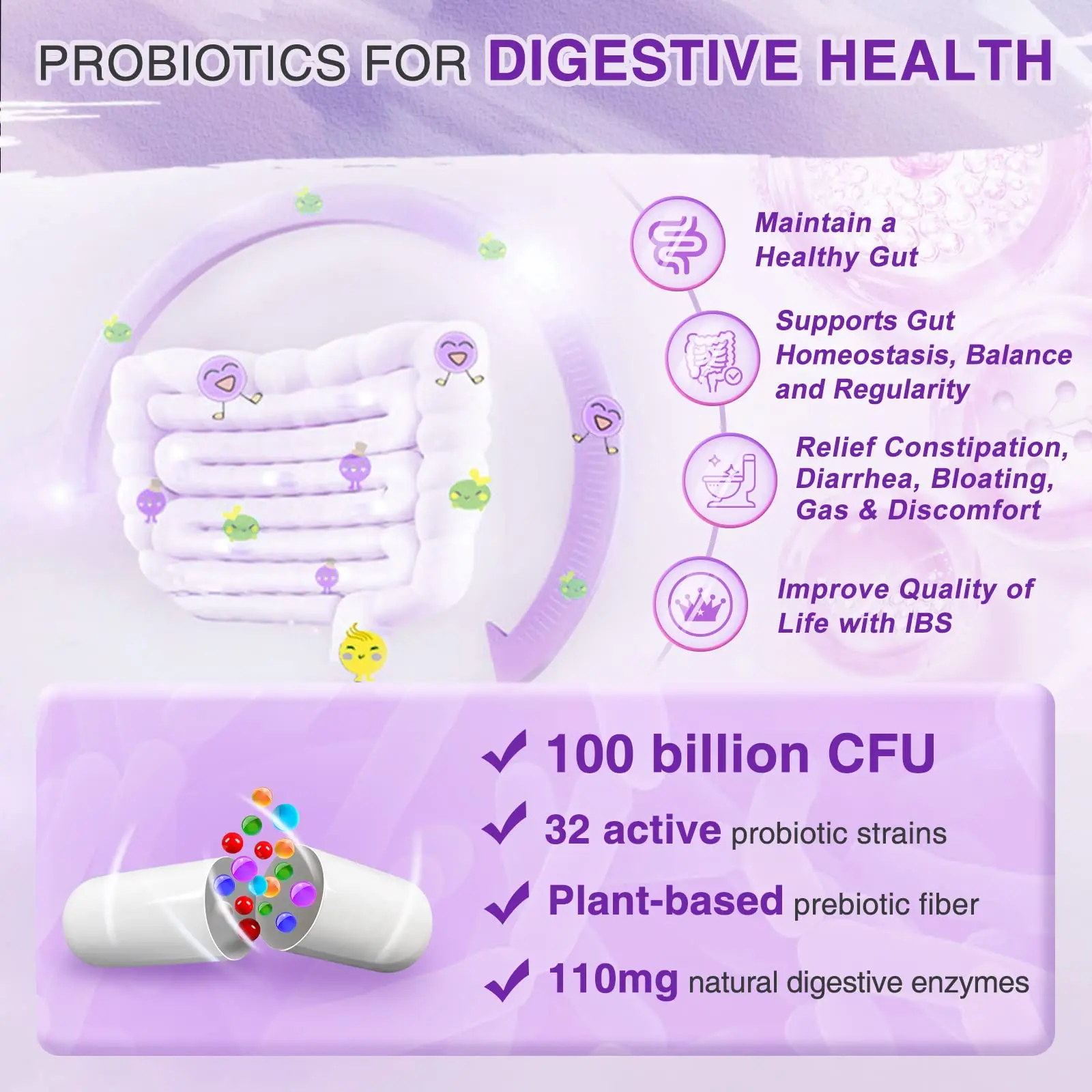 Probiotics for Women Digestive Health with Enzymes & Prebiotics  Vaginal Probiotics with D Mannose & Cranberry