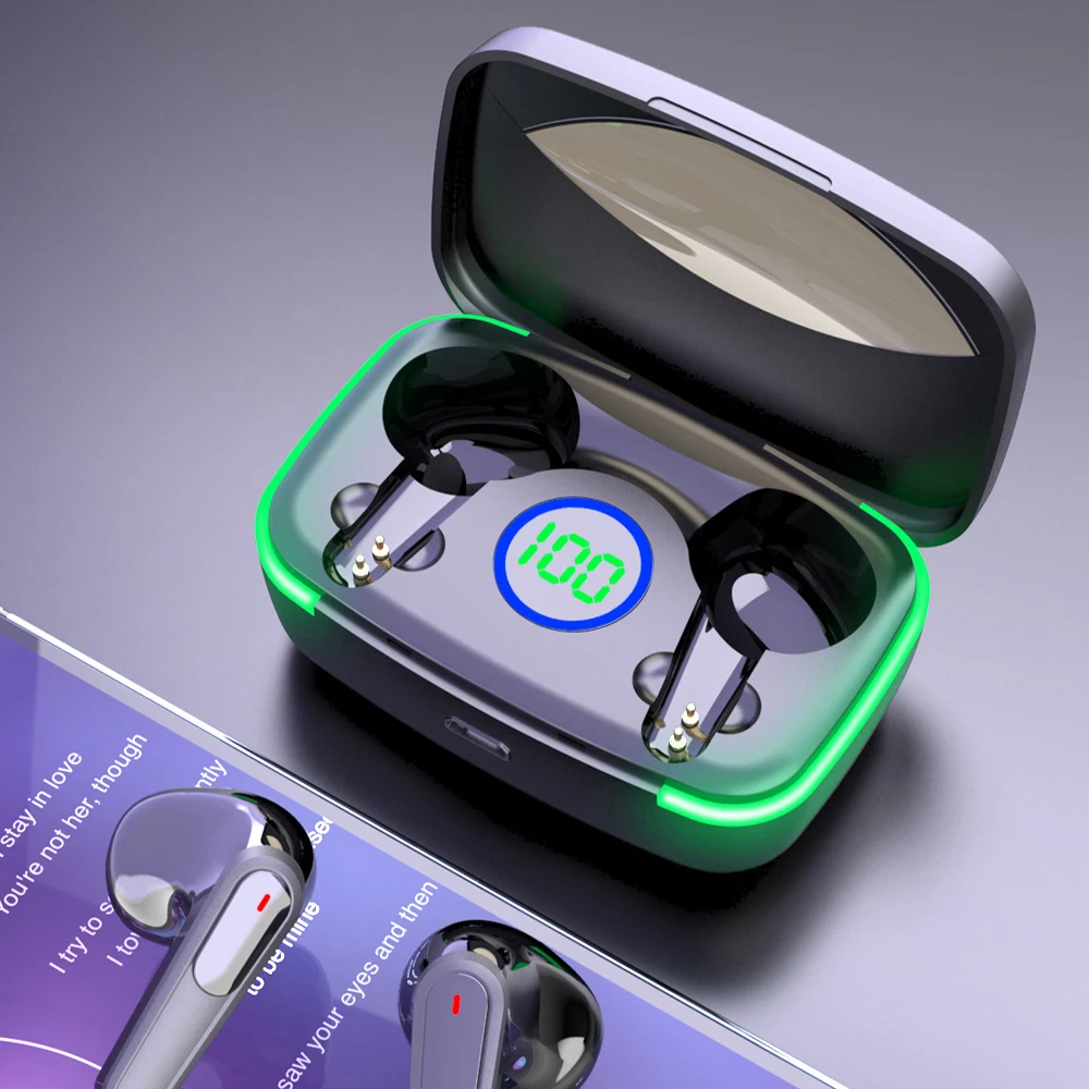 New TWS Bluetooth Headset Wireless Sports Mini Headset In-Ear Stereo Music Headset Charging Compartment Digital Display