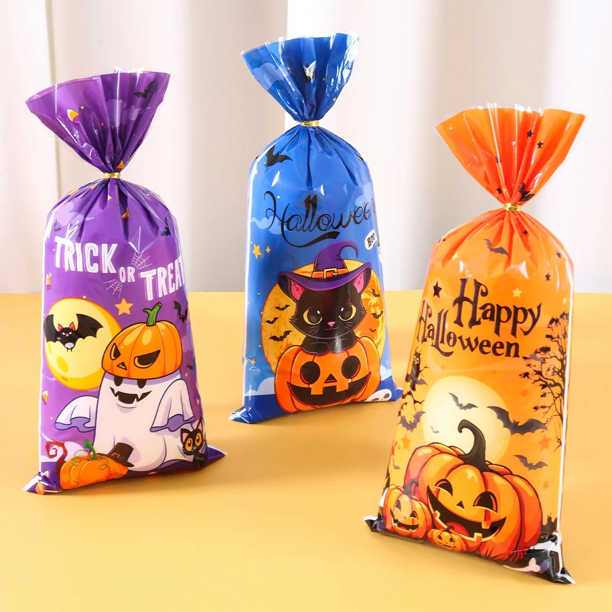 25/50/100 Stück Halloween Geisterkatze Geschenktüten Süßigkeiten Keks Verpackungsbeutel Süßes oder Saures 2025, Happy Halloween Party Decor Supplies – Detail 3
