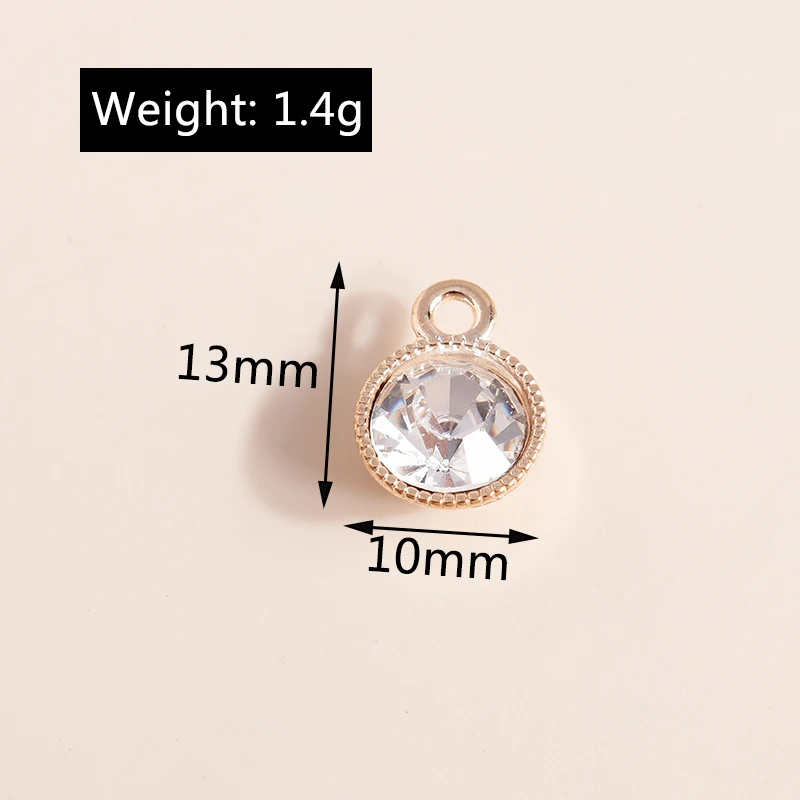 10pcs 10*13mm Gold Silver Color Round Crystal Charms for Necklaces Earrings Making Accessories Charms DIY Jewelry Findings