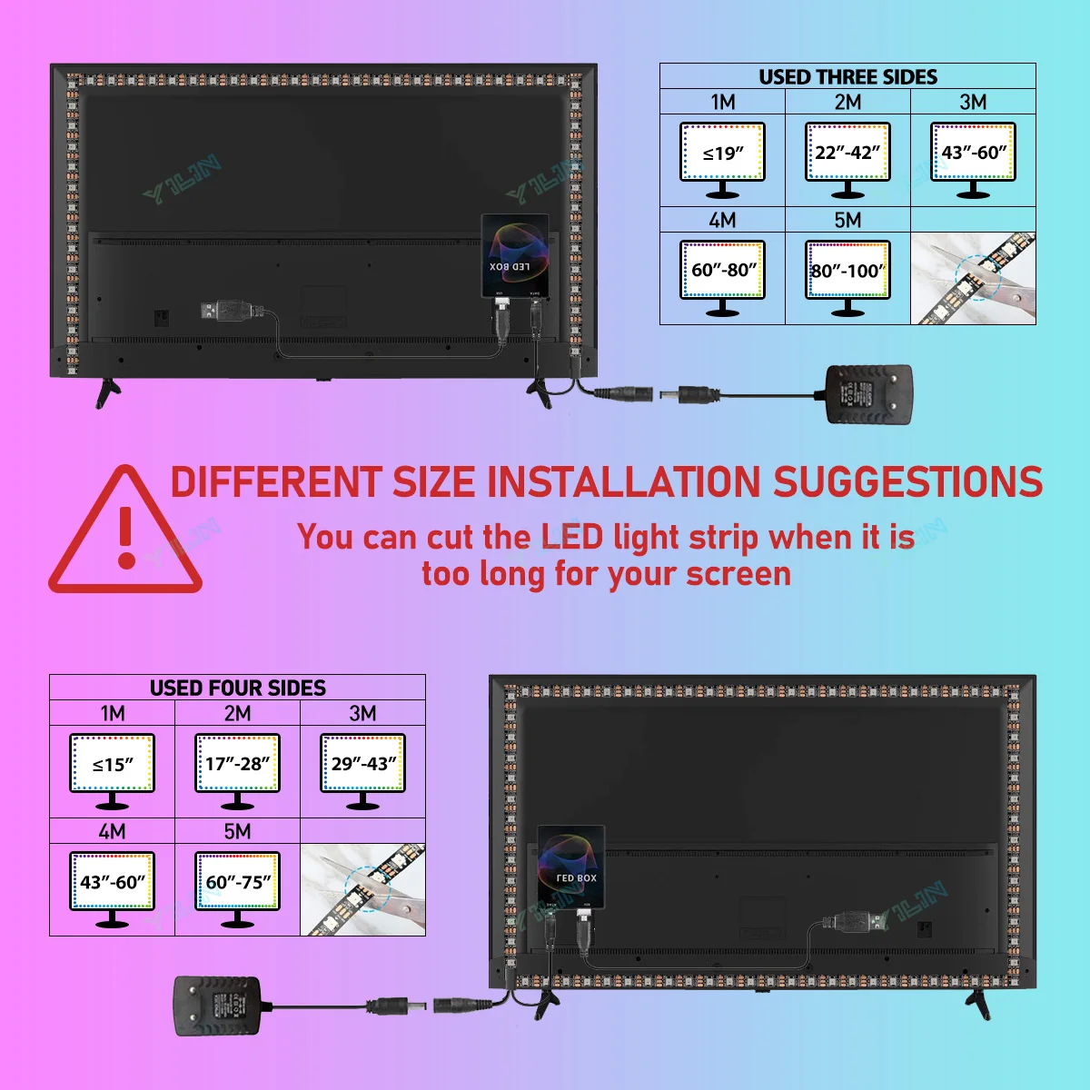 Immersive LED Strips TV PC Background Light RGBIC Dream Color Computer Screen Monitor Color Sync Smart Control Ambient Lamps