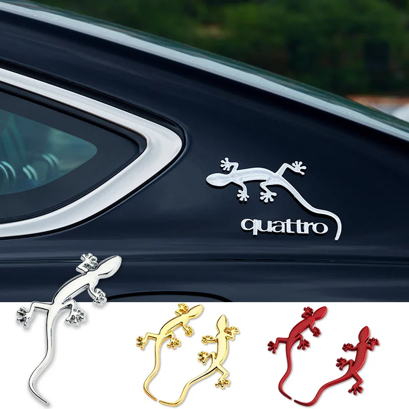 1Pcs Funny 3D Metal Gecko Lizard Badge Logo Sticker Decal Waterproof Emblem Stickers For Audi A3 A4 A5 A6 Q3 Q5 Car Styling