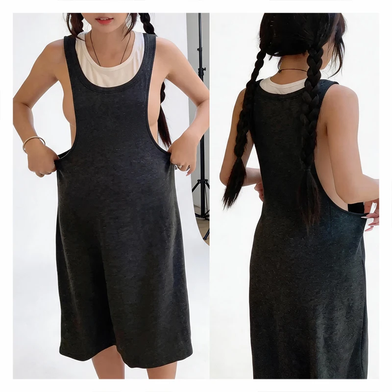 Women's Side Hollow Out Exercise Jackets Cardigan Two Piece Sets Couple Outdoor Exposure Play Korean Style Vest Dress Clubwear - view 4