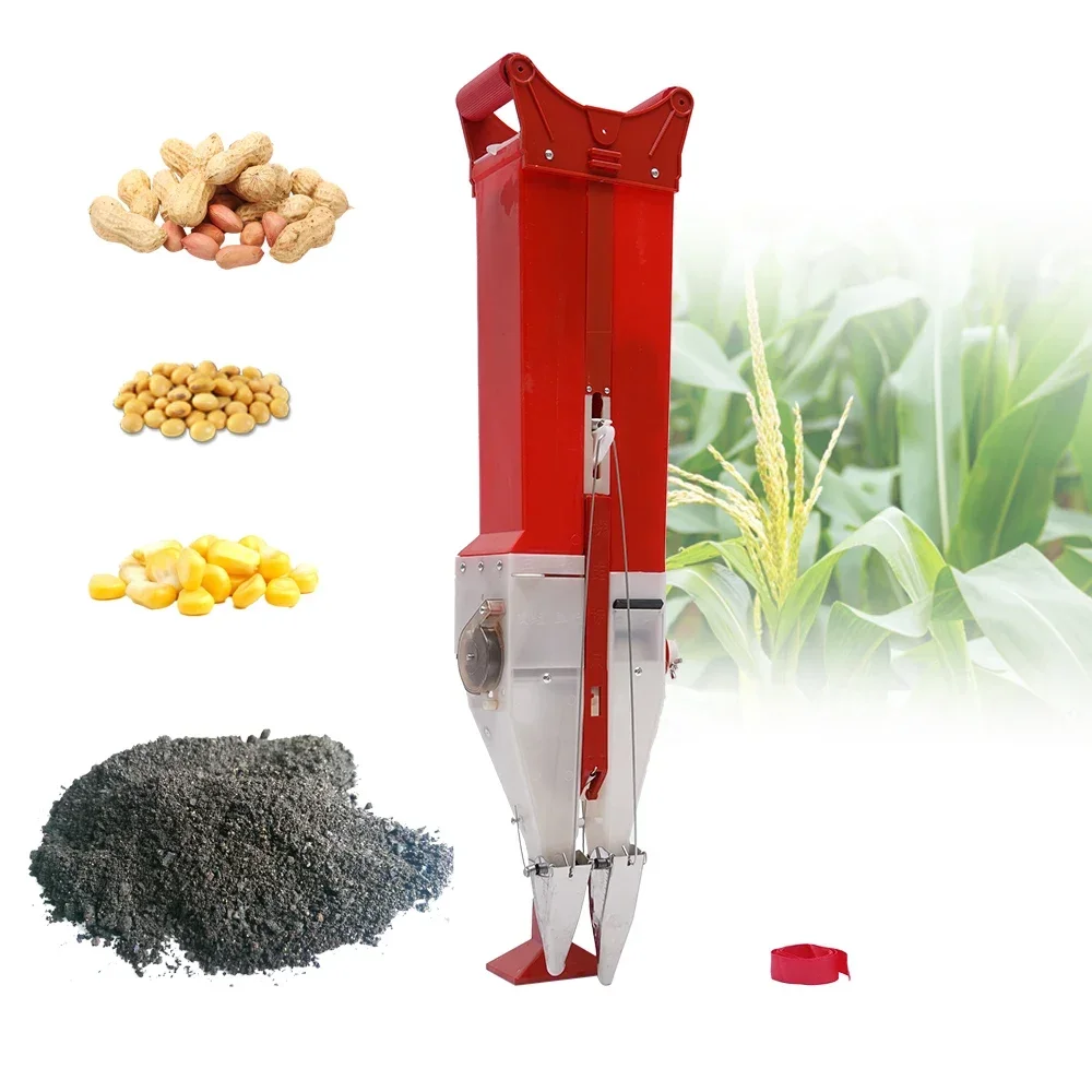 6-8 Mu Garden Planter Tool Manual Fertilizer Double Cylinder Spreader Machine Seed Drill Fertilizer Applicator Handheld Seeder