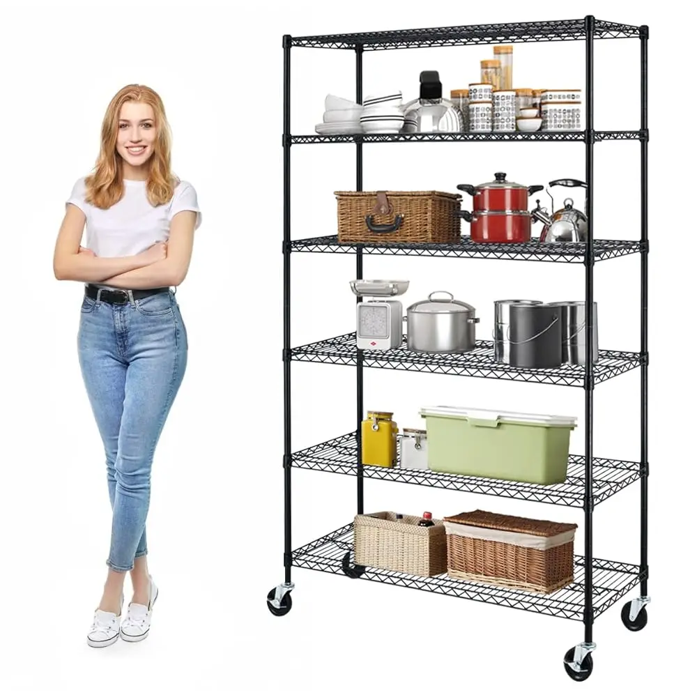 6-Tier Steel Wire Shelving Unit Nsf Heavy Duty 6000 Lb Acity Adjustable Storage Ra For Laundry Pantry Kitchen Closet Wire Ra In