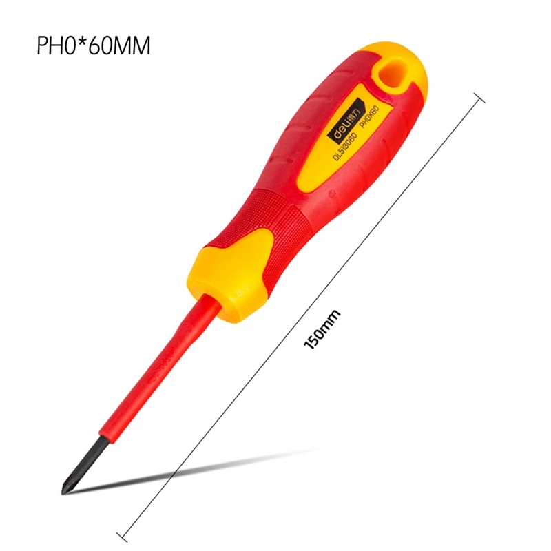 1 Pcs 절연 된 스크루 드라이버 전기 전용 마그네틱 정밀 스크루 드라이버 고전압 1000V 슬롯 형 필립스 핸드 툴