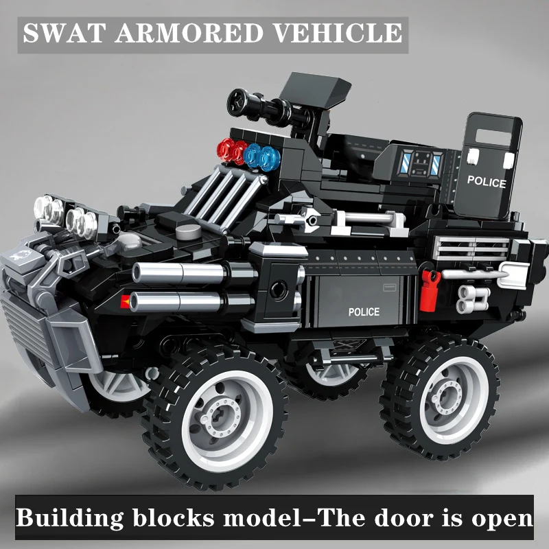 Car children's building blocks special police armored vehicles boys' gifts assembled toys explosion-proof special forces models